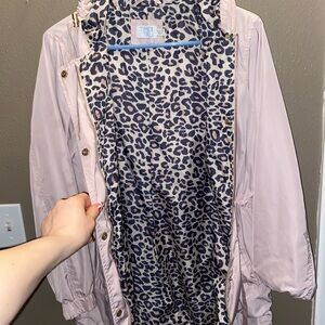 Time and Tru Women's Blush Utility Jacket with Leopard Lining